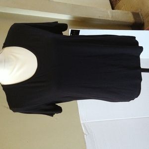 NWT. POOF New York short sleeve black rayon top.